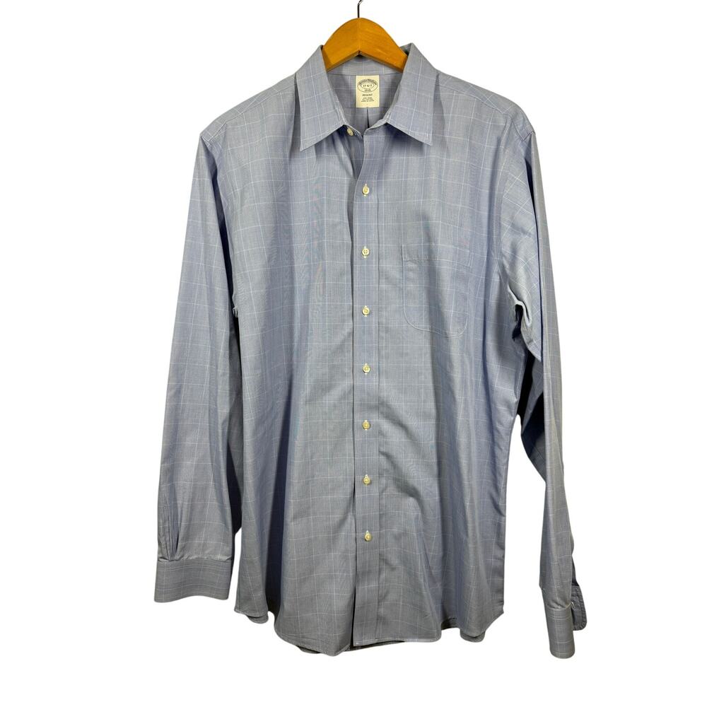 Men's‎ Brooks Brothers Blue Plaid Button Down Shirt Size XL